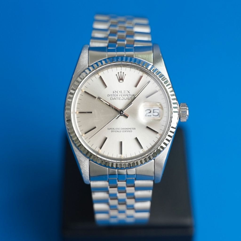 Rolex Datejust 36 mm Ref. 16014, Frontansicht silbernes Zifferblatt