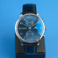 IWC Portugieser Chronograph 41 Frontansicht des blauen Zifferblatts
