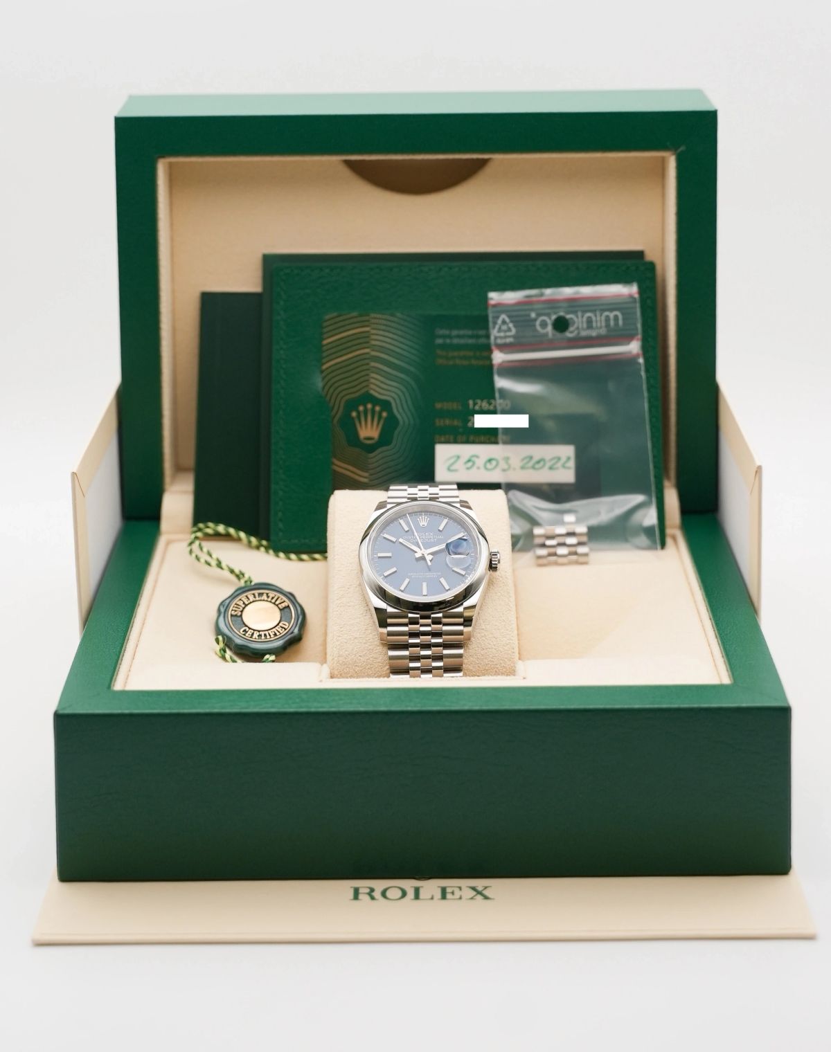 Rolex Datejust 36, blaues Zifferblatt, Jubilee