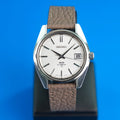 King Seiko Hi-Beat 4502-7001, silbernes Zifferblatt — Frontansicht